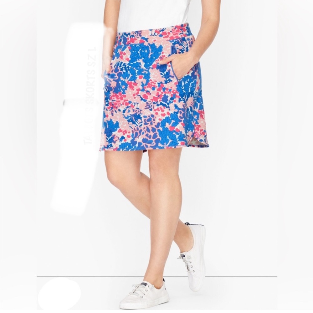 T‎ by Talbots Floral Active Skort Blue Pink Athletic Golf Tennis Skirt Large #6